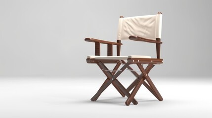 Elegant Wooden Directors Chair with Cream Canvas Perfect for Film Sets and Outdoor Events