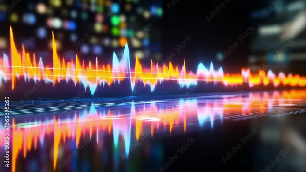 Aufkleber audio spectrum in the city: an artistic digital rendering showcases a vibrant audio spectrum visuali