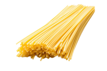 Raw uncooked spaghetti pasta isolated on white background, cut out