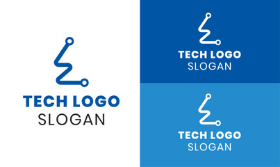 Fototapeta premium Modern and minimalist Tech logo design for business, Tech logo design, Letters tech logo , Technology logo