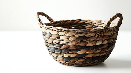 A basket made of woven material. AI Generated