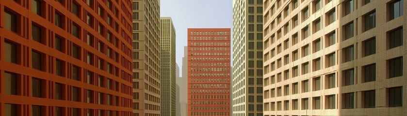 Fototapeta premium Cityscape Orange & Beige Buildings