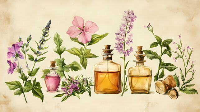 Exploring the traditional perfume making process essential oils and distillation techniques unveiled. Natures Alchemy. Illustration