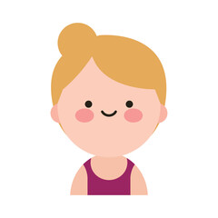 Fototapeta premium Adorable Kawaii Style Woman Avatar Icon