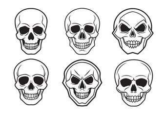 Skull silhouette vector Set