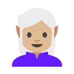 Elf Character Clipart Illustration | Fantasy Person with White Hair Isolated on White Background