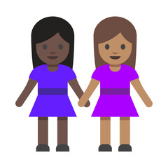 Two Girls Holding Hands Clipart Illustration | Friendship Concept Isolated on White Background