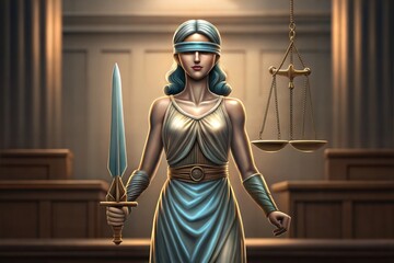 Obraz premium Lady Justice Statue Symbolizing Law and Fairness 