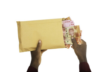 3d rendering of Stacks of Indonesian rupiah notes. bundles of Indonesian currency notes isolated on transparent background