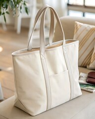 Stylish and Simple Cotton Tote Bag for Everyday Carry, leather tote bag