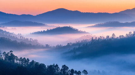 Obraz premium Majestic Mountain Peaks Emerging from the Clouds