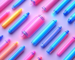 Colorful Pens, Geometric Pattern, Pastel Background