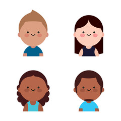 Obraz premium Cute Kawaii Male and Female Avatar Set in Flat Style