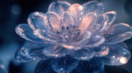 Obraz premium Ethereal crystal bloom with soft luminescence and intricate petal detail