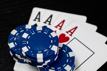 Obraz premium Casino chips and cards on the table. Gambling concept