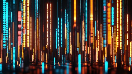 Obraz premium Colorful led lights in abstract digital landscape