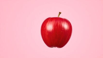 Obraz premium red apple on a pink background