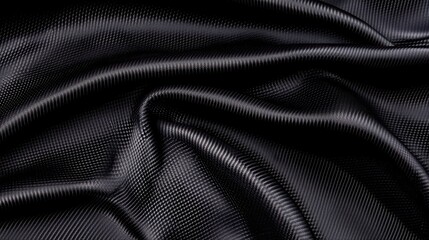 Black textured fabric with elegant drapery waves