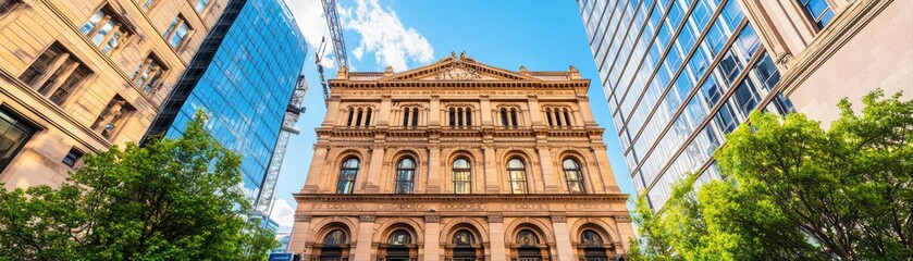 Fototapeta premium Historic building surrounded by modern architecture