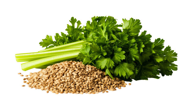 Celery with seeds, parsley, green food, healthy food, cut out transparent - Powered by Adobe