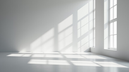 Obraz premium Minimalist natural light window on wall light white background for product presentation