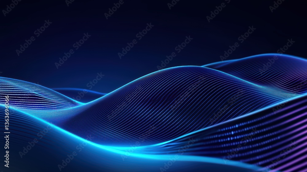 Poster abstract blue wave pattern with light effects