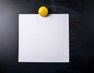 Graph paper with yellow magnet on chalkboard background, mockup