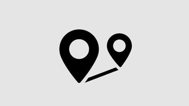 Location pin, map place marker graphic animation. Alpha channel. Transparent background motion design. 4K resolution