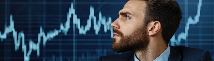 Obraz premium Businessman analyzing market trends in office setting