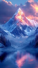 Vibrant sunrise melts into mountain peaks high resolution image