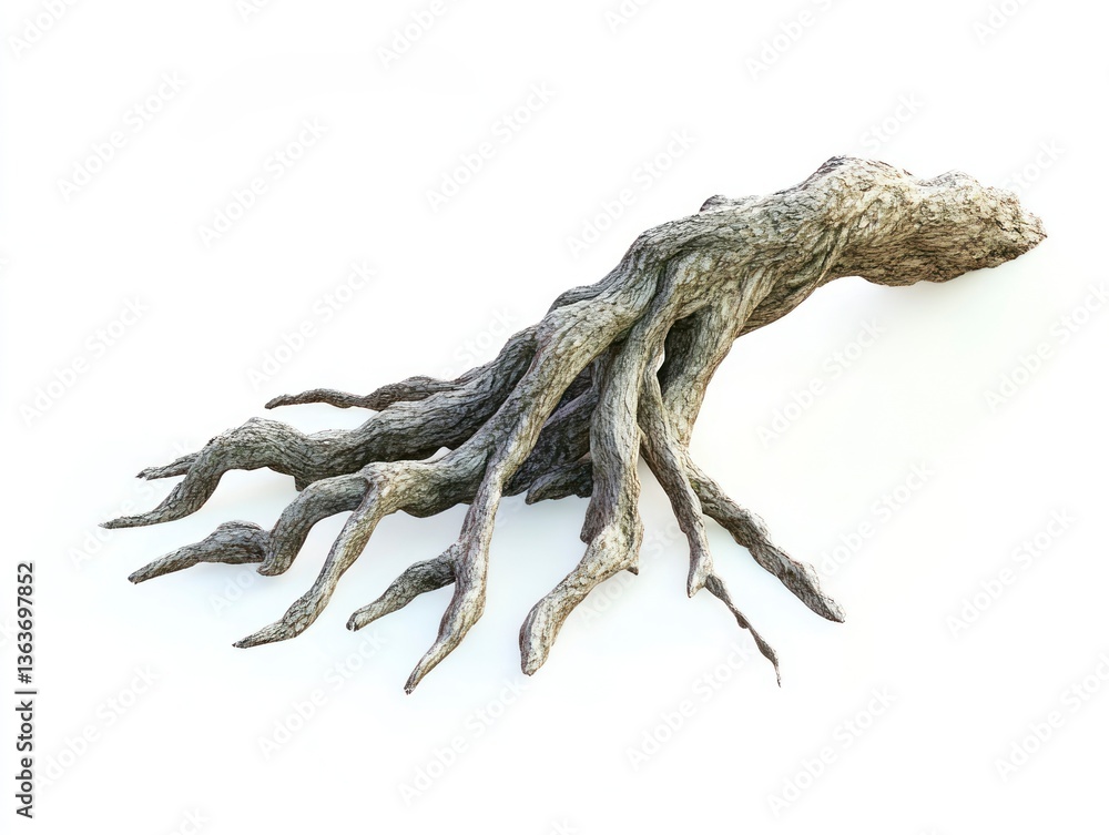 Poster root structure with texture isolated on white background for design elements