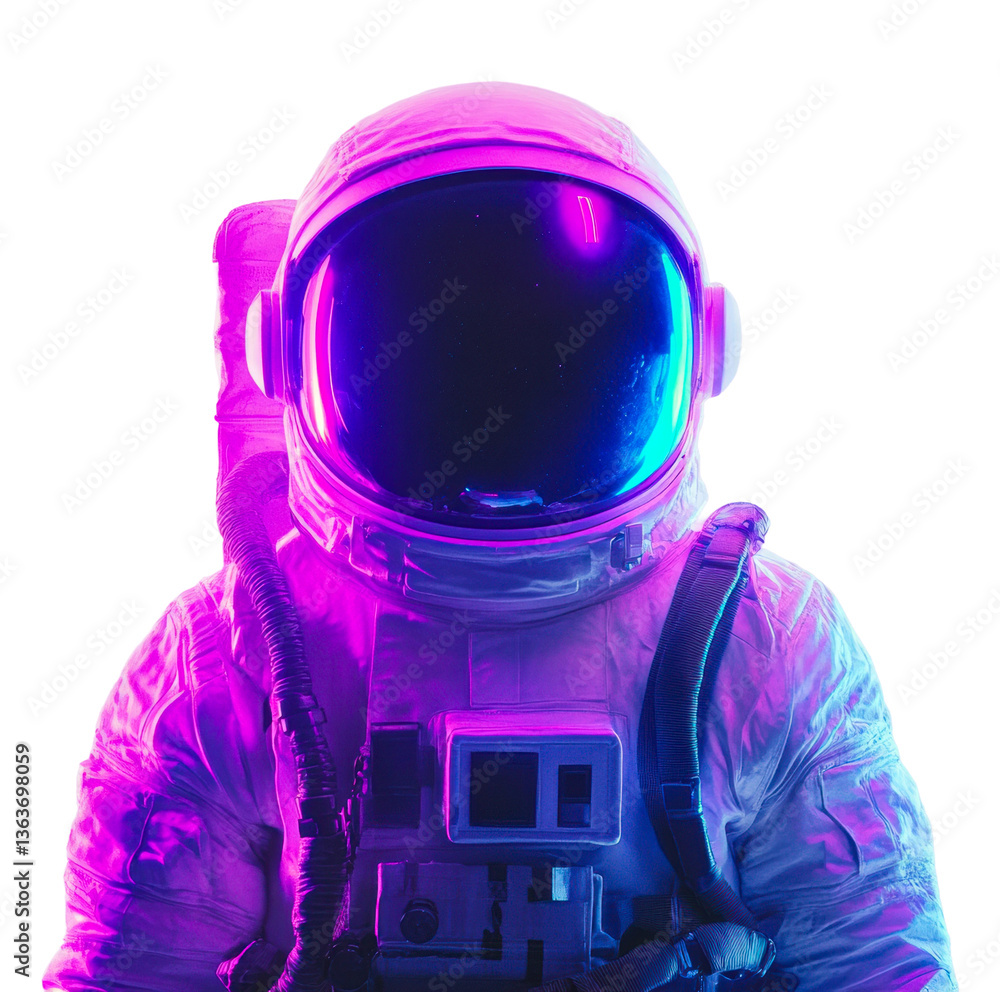 Poster astronaut space exploration futuristic environment digital isolated on transparent background