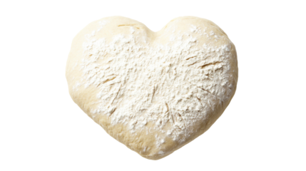 Heart shaped bread dough, sprinkled flour, love, food, baking, cut out transparent