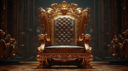 Dazzling crown on a throne, Glowing crown, King, Ruler, Copy space,Space for text,王座の上に眩い王冠、光り輝く王冠、キング、支配者、コピースペース,テキスト用スペース,Generative AI,11648x6528