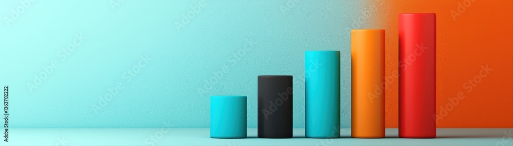 Poster colorful graphical bar chart on abstract background