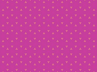 A seamless pattern of small, peach-colored three-leaf clovers on a vibrant magenta background. Simple, elegant, and subtly textured.