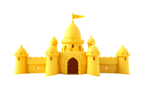 Yellow Sandcastle on a Beach
