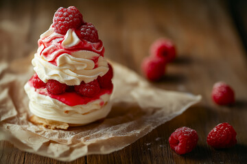 Nostalgic Raspberry Dessert with Vintage Aesthetic