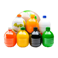 Colorful Bottles in Various Shapes Isolated on Transparent Background