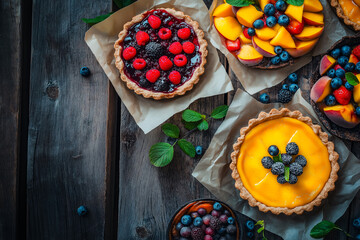 Rustic Assortment of Fruit Desserts on Parchment Paper