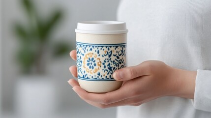 Person holding yogurt container
