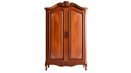 Classic wooden wardrobe with elegant design and hand carved details