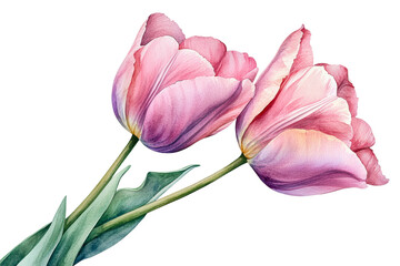 Fototapeta premium Delicate pink tulips floral nature isolated on transparent background