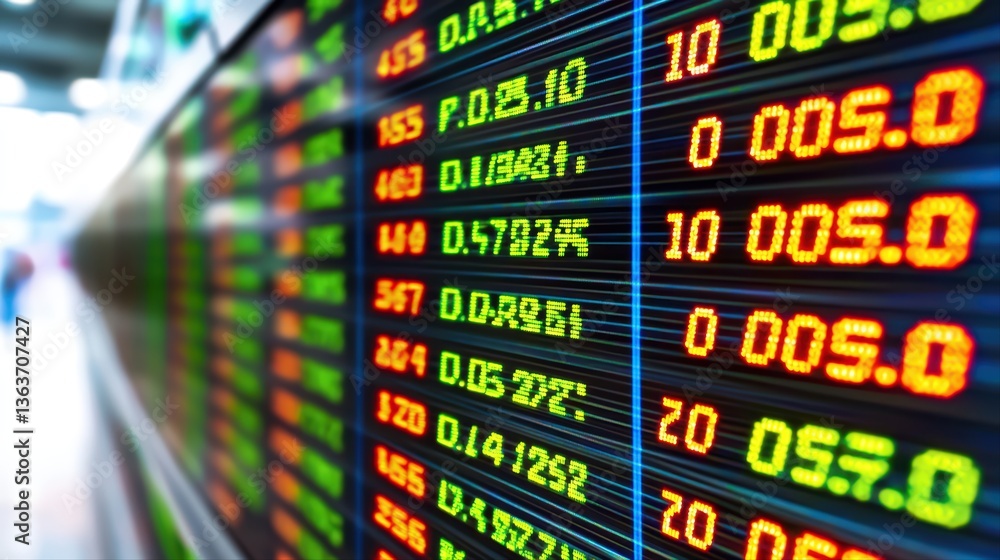 Aufkleber stock market display with trading data and graphs