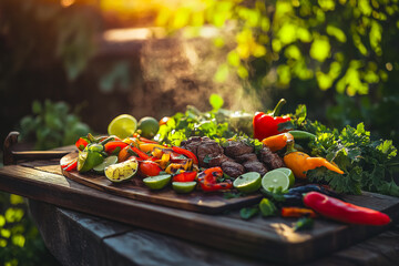 Sizzling beef fajitas with eco-decor accents