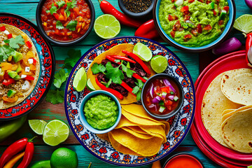 Mexican festive food with patriotic accents for Independence Day