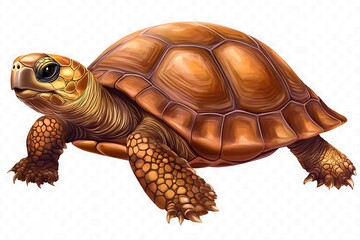 Obraz premium A Detailed Illustration of a Brown Turtle Displayed on White Background