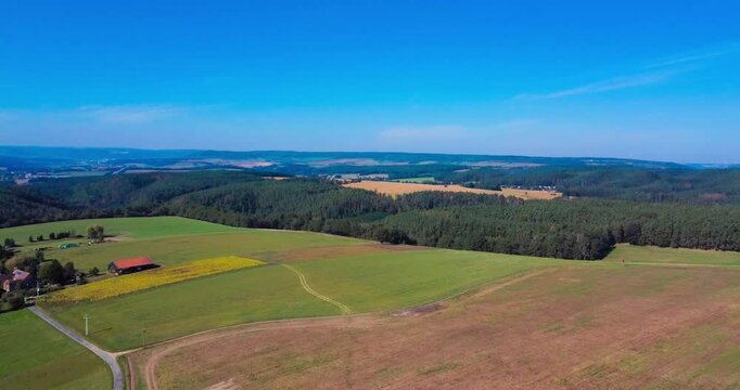 Jena, Germany - September 22, 2024 - Aerial view of town and rural landscape