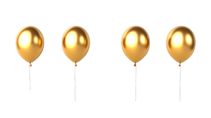Gold balloons on a clear background for festive events
