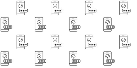 Mobile security icons scattered on a digital background showcasing password protection concepts